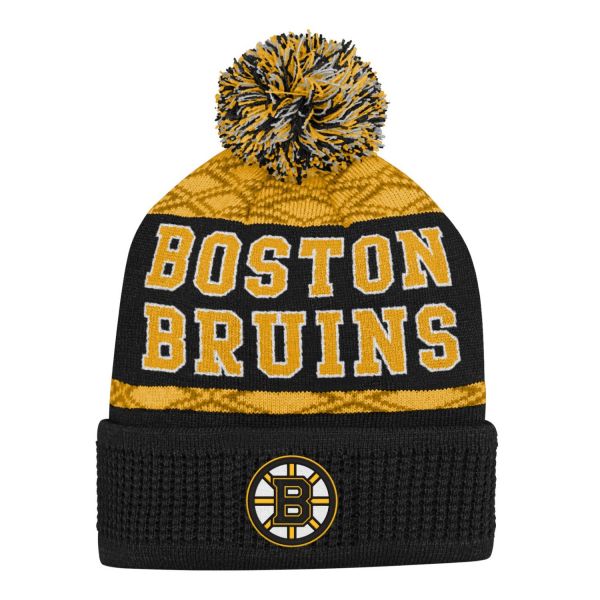 Kids NHL Winter Hat - PUCK PATTERN Boston Bruins