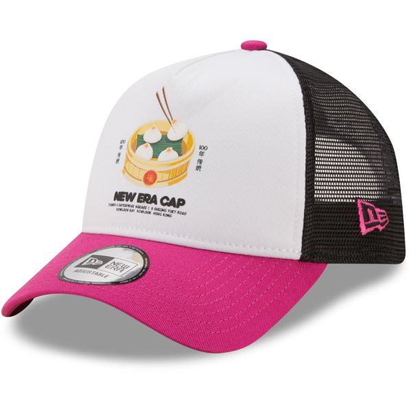 New Era A-Frame Trucker Snapback Cap - FOOD PACK blanc pink