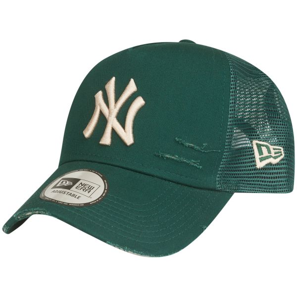 New Era Mesh Trucker Cap DISTRESSED New York Yankees forest