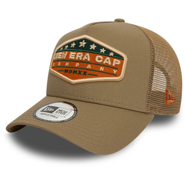 New Era A-Frame Mesh Trucker Cap - VINTAGE BRAND khaki