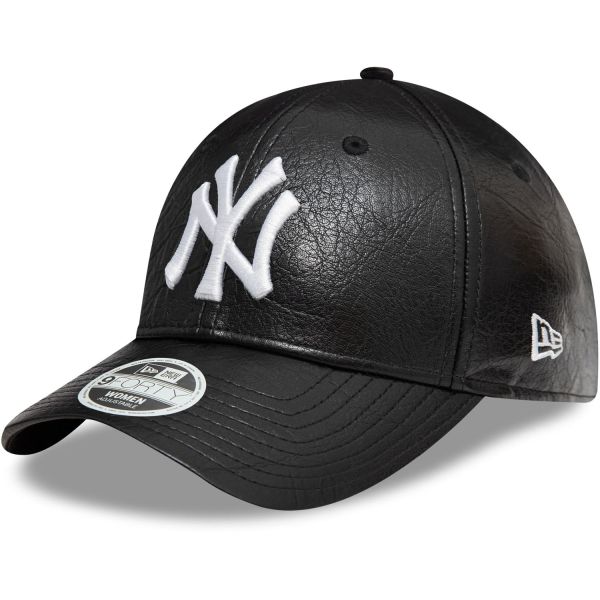 New Era 9Forty Damen Cap - KUNSTLEDER NY Yankees schwarz