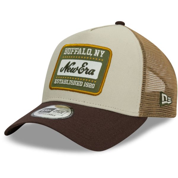 New Era A-Frame Mesh Trucker Cap - BRAND PATCH stone