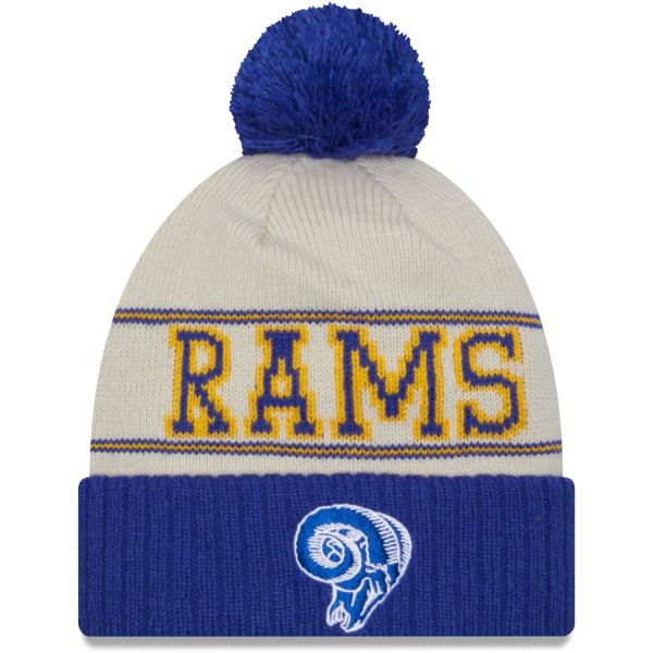 LA Rams NFL Sideline Blue Bobble Beanie Hat