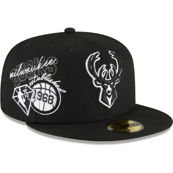 New Era 59Fifty Fitted Cap - NBA BACK HALF Milwaukee Bucks