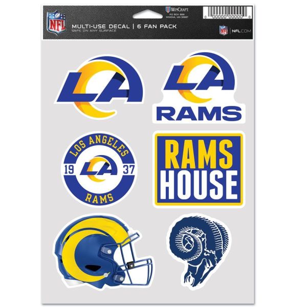 NFL Lot de 6 Autocollants 19x14cm Los Angeles Rams