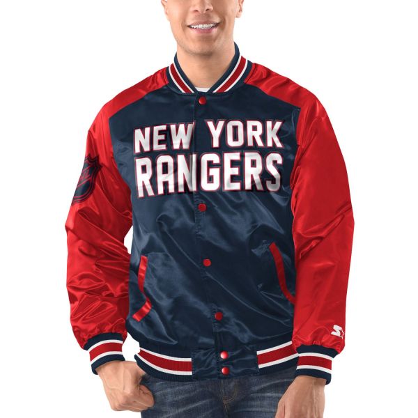 STARTER NHL New York Rangers RENEGADE Varsity Satin Jacke