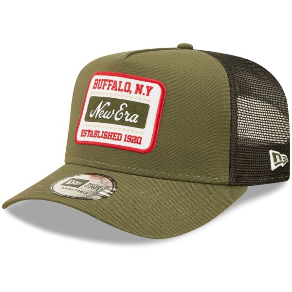 New Era Adjustable A-Frame Trucker Cap - BRAND PATCH oliv