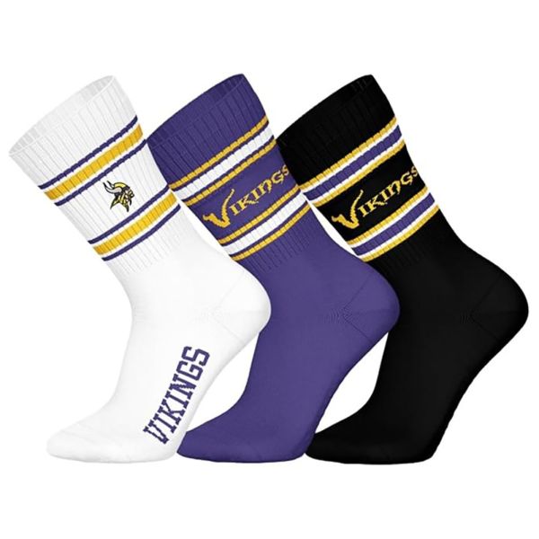 NFL Unisex Crew Socken - Minnesota Vikings 3er Pack