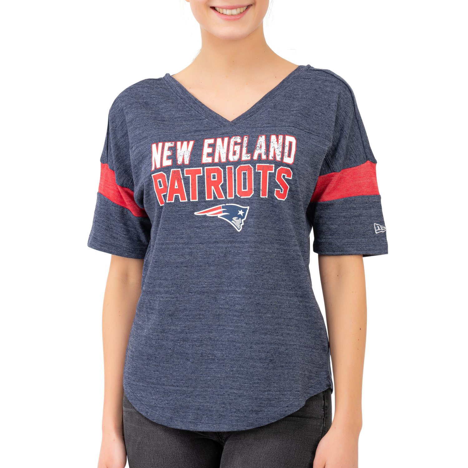 Lulu Grace Designs New England Patriots Inspired Glitter Jersey: NFL Football Fan Gear & Apparel M / Ladies Crew Neck Tee