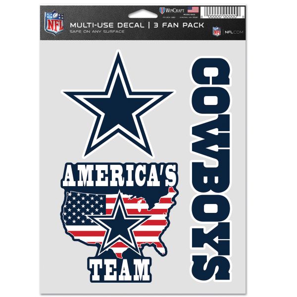 NFL Lot de 3 Autocollants 20x15cm - Dallas Cowboys