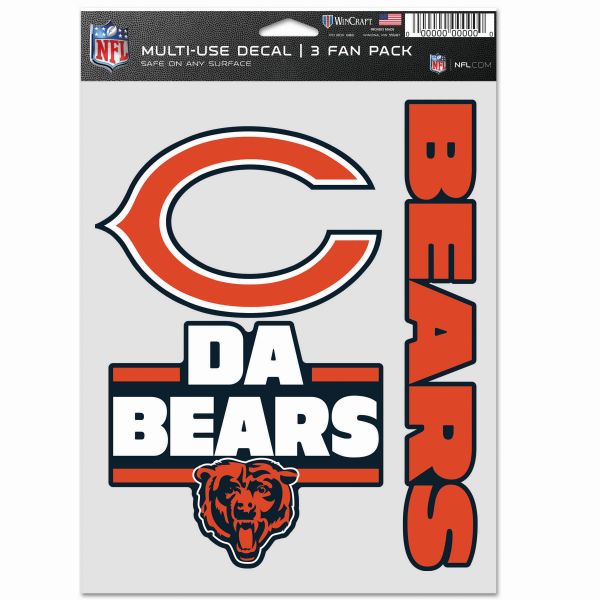 NFL Lot de 3 Autocollants 20x15cm - Chicago Bears