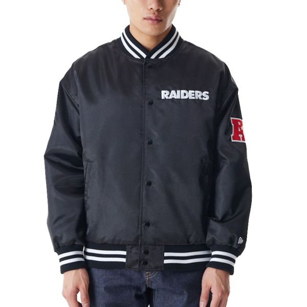 New Era Varsity Satin Bomber Jacke Las Vegas Raiders