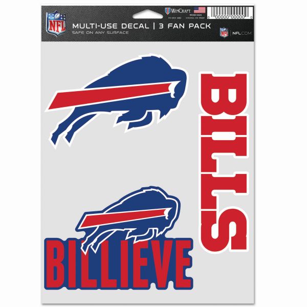 NFL Lot de 3 Autocollants 20x15cm - Buffalo Bills