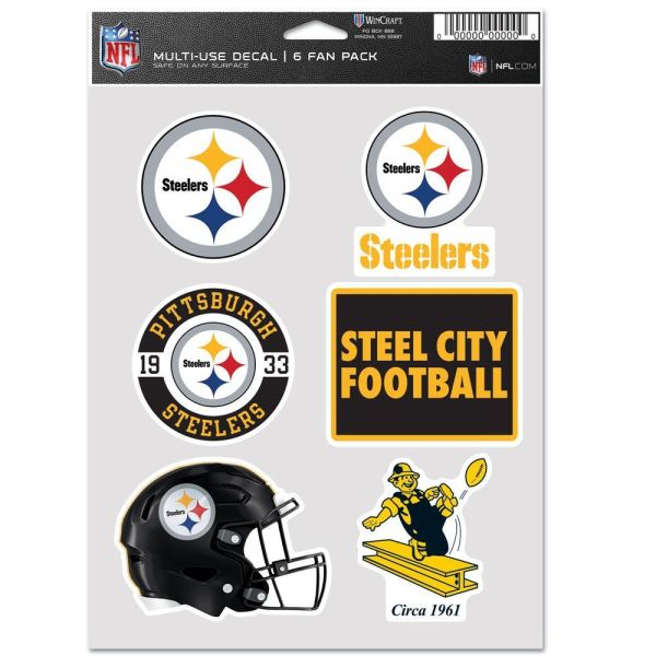 NFL Lot de 6 Autocollants 19x14cm - Pittsburgh Steelers