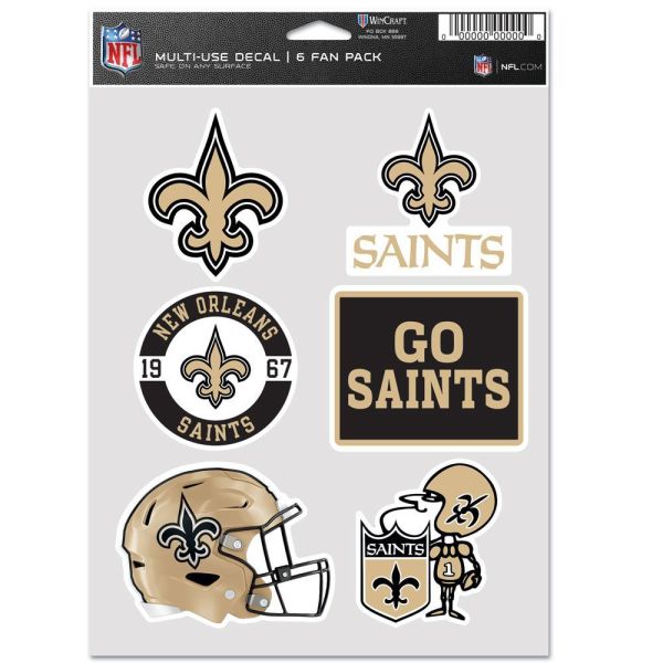 NFL Decal Sticker Multi Use 6 Set 19x14cm New Orleans Saints