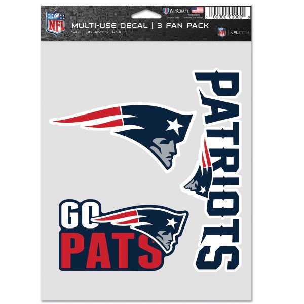 NFL Lot de 3 Autocollants 20x15cm - New England Patriots