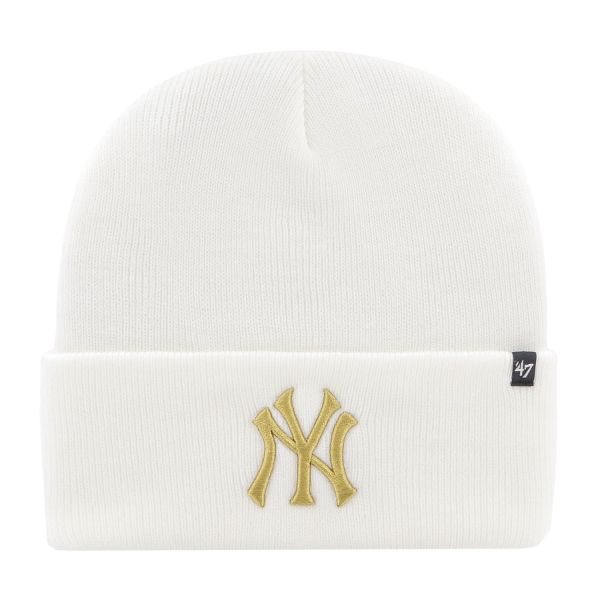 47 Brand Knit Beanie - HAYMAKER Metallic NY Yankees white