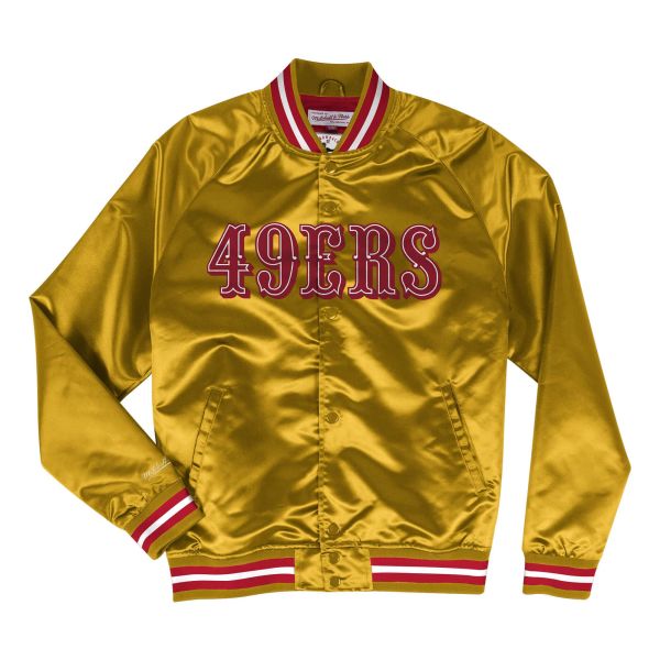 M&N Lightweight Satin Varsity Jacket - San Francisco 49ers