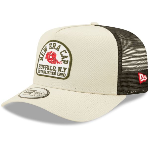 New Era Adjustable A-Frame Trucker Cap - BRAND PATCH stone