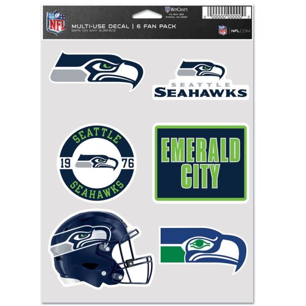 NFL Decal Sticker Multi Use 6 Set 19x14cm Seattle Seahawks