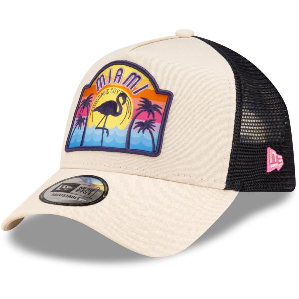 New Era Adjustable A-Frame Trucker Cap - MIAMI beige