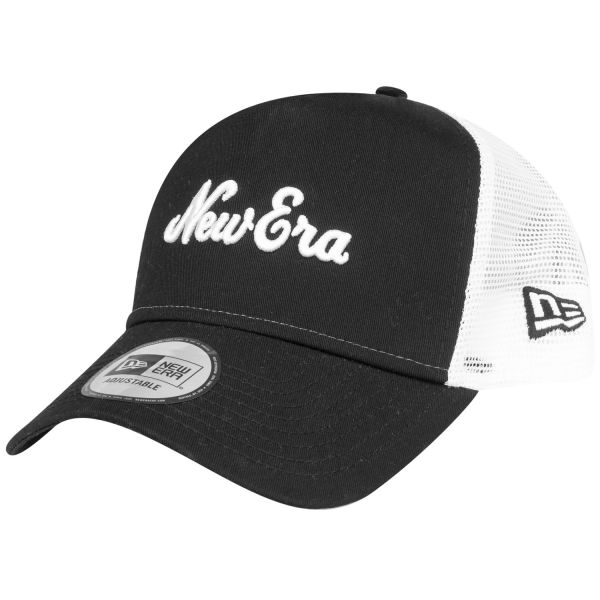 New Era Adjustable Trucker Cap - RETRO Brand Script schwarz