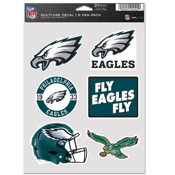 NFL Lot de 6 Autocollants 19x14cm Philadelphia Eagles