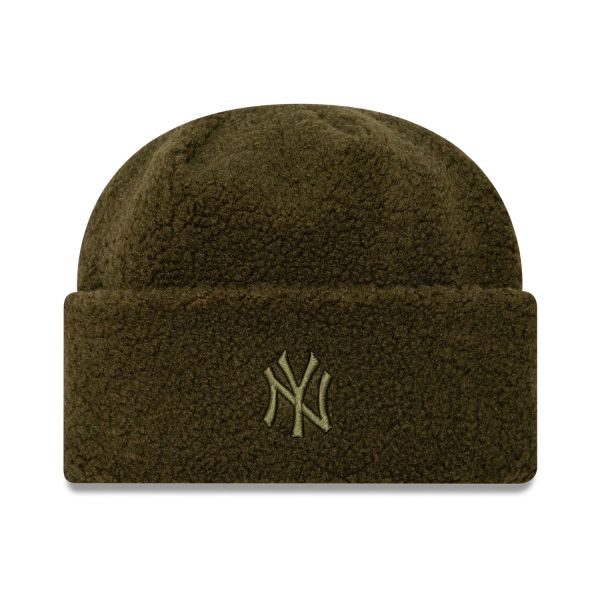 New Era Femme Bonnet Beanie - BORG SHERPA NY Yankees olive