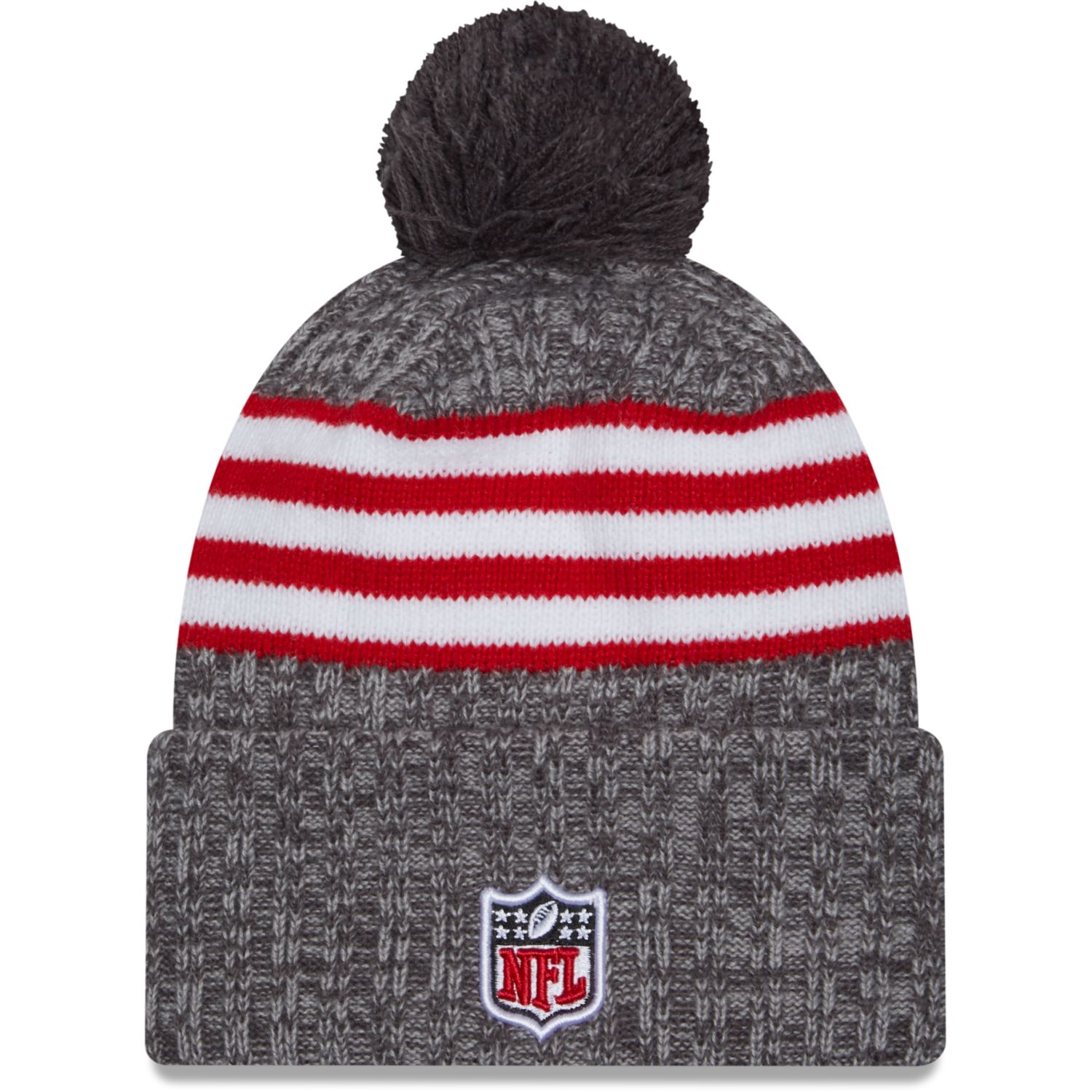 New Era Men's San Francisco 49ers Patch Grey Pom Knit Beanie