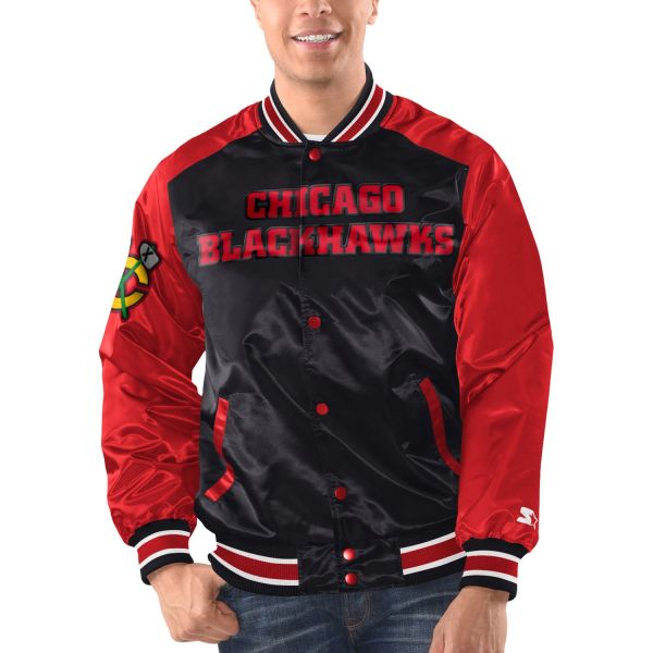 STARTER NHL Chicago Blackhawks RENEGADE Varsity Satin Jacke