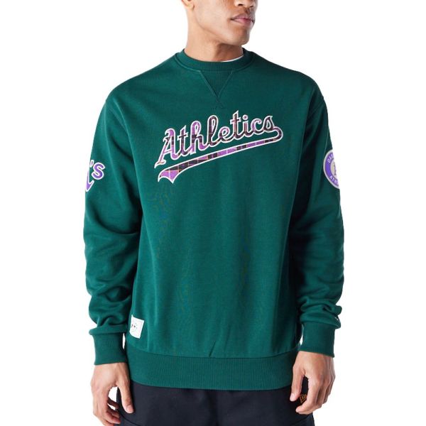 New Era Fleece Pullover - TARTAN Oakland Athletics