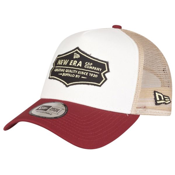 New Era Adjustable Trucker Cap - RETRO 5-PANEL weiß / rot