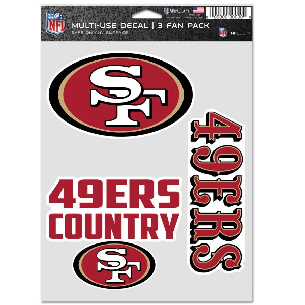 NFL Lot de 3 Autocollants 20x15cm - San Francisco 49ers