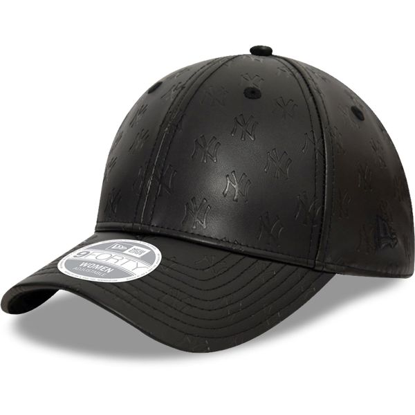 New Era 9Forty Damen Cap - KUNSTLEDER NY Yankees schwarz