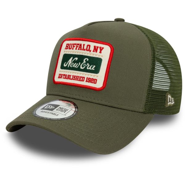 New Era A-Frame Mesh Trucker Cap - BRAND PATCH oliv