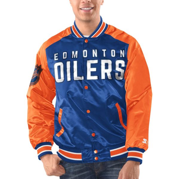 STARTER NHL Edmonton Oilers RENEGADE Varsity Satin Jacke