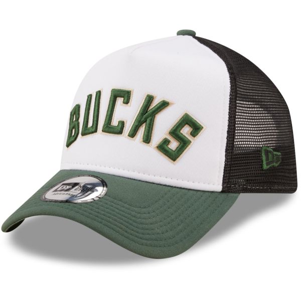 New Era A-Frame Trucker Cap - NBA Milwaukee Bucks blanc