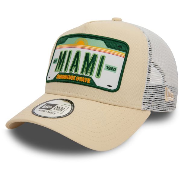 New Era A-Frame Mesh Trucker Cap - MIAMI STATE PLATE