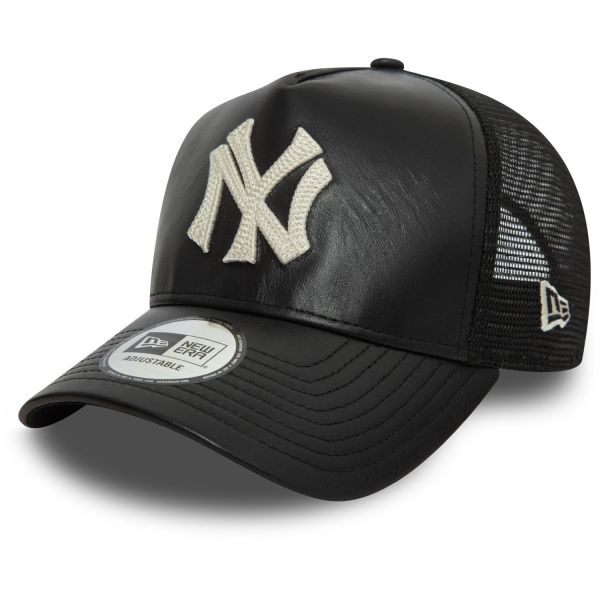 New Era A-Frame Trucker Cap - LEDER New York Yankees schwarz