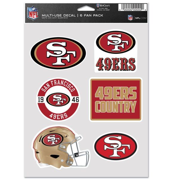 NFL Lot de 6 Autocollants 19x14cm San Francisco 49ers