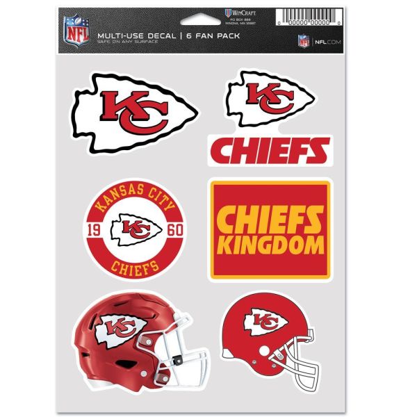 NFL Lot de 6 Autocollants 19x14cm Kansas City Chiefs