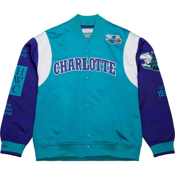 M&N Heavyweight Satin Jacket NBA Charlotte Hornets