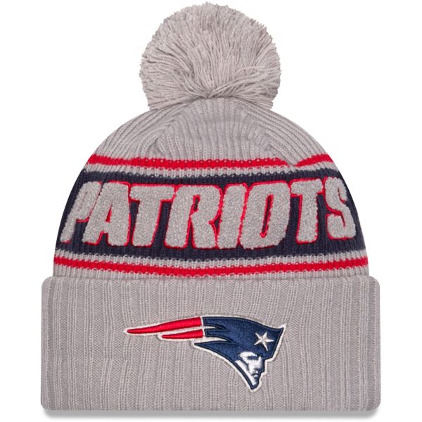 New Era NFL SIDELINE Winter Mütze New England Patriots grau