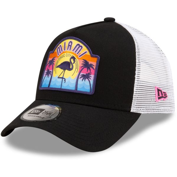 New Era Adjustable A-Frame Trucker Cap - MIAMI noir