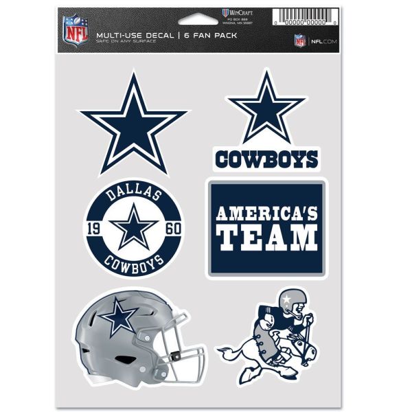 NFL Lot de 6 Autocollants 19x14cm Dallas Cowboys