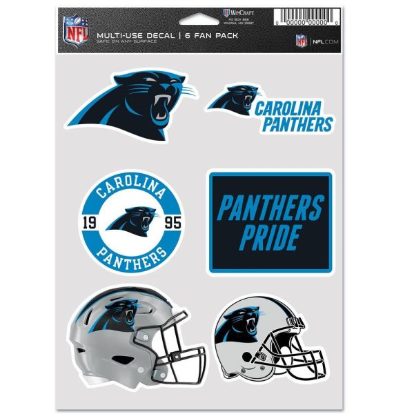 NFL Lot de 6 Autocollants 19x14cm Carolina Panthers