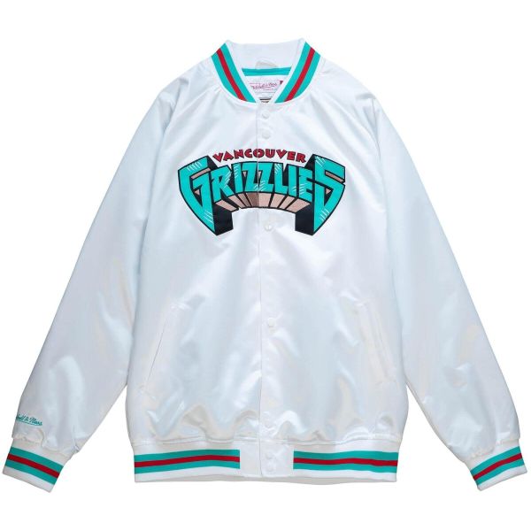 M&N Lightweight Satin Jacket - Vancouver Grizzlies white