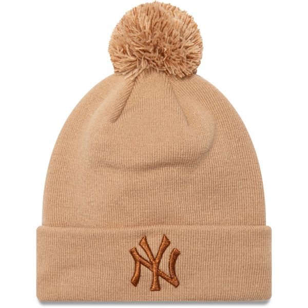 New Era Damen Bobble Wintermütze METALLIC NY Yankees beige