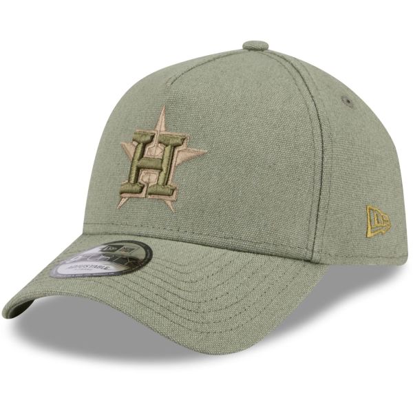 New Era A-Frame Trucker Linen Cap - Houston Astros olive