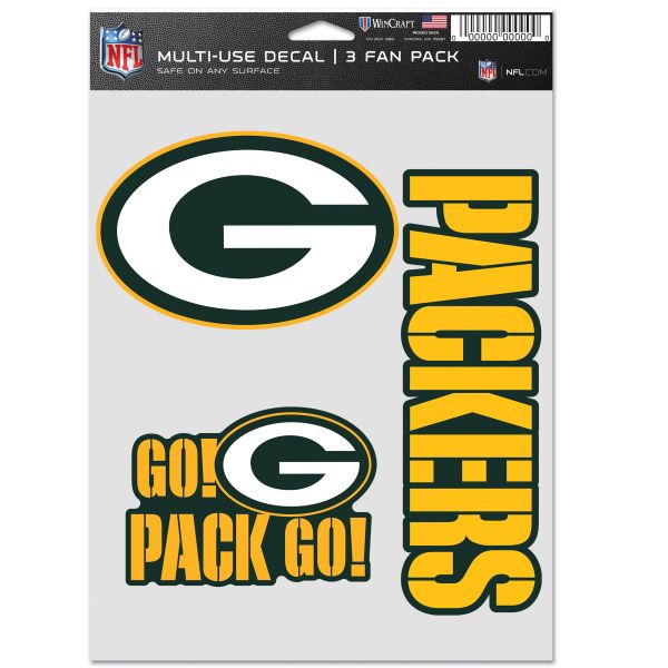 NFL Aufkleber 3er Set 20x15cm - Green Bay Packers